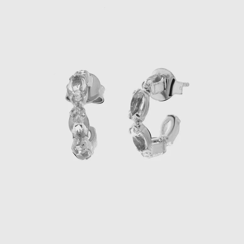 925 Silver hoop earrings with crystals