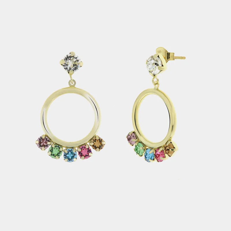Orecchini in Argento 925 a cerchio con cristalli colorati