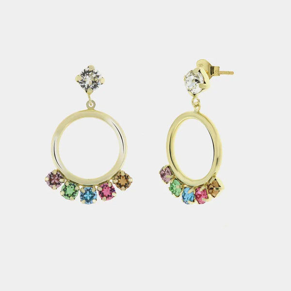 Orecchini in Argento 925 a cerchio con cristalli colorati