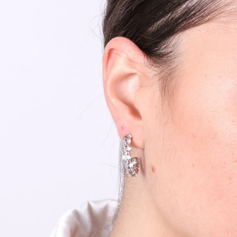 925 Silver hoop earrings with crystals