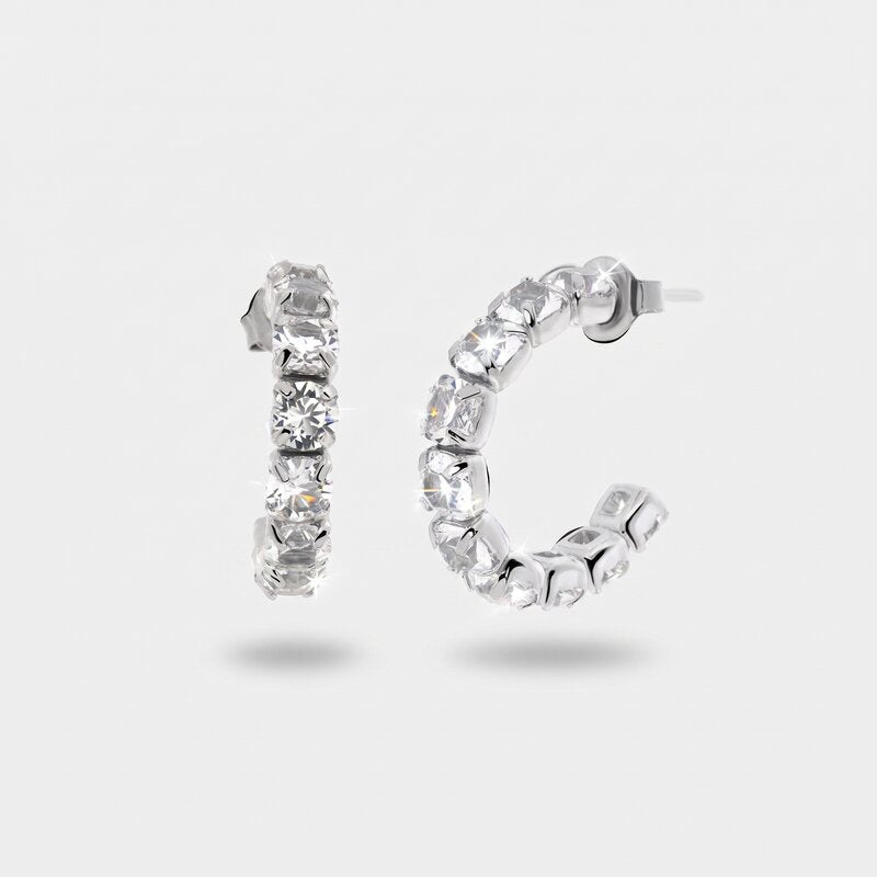 Orecchini in Argento 925 a cerchio con cristalli - BYSIMON gioielli