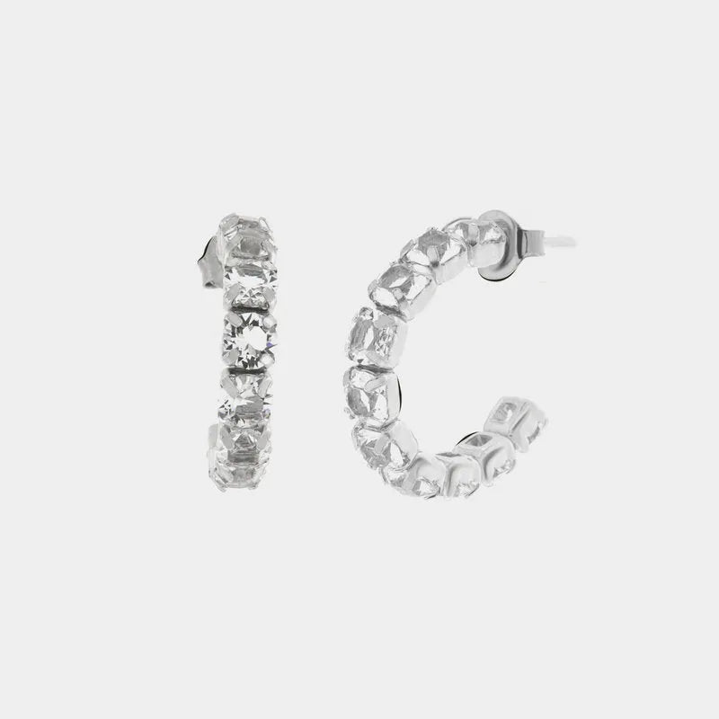925 Silver hoop earrings with crystals