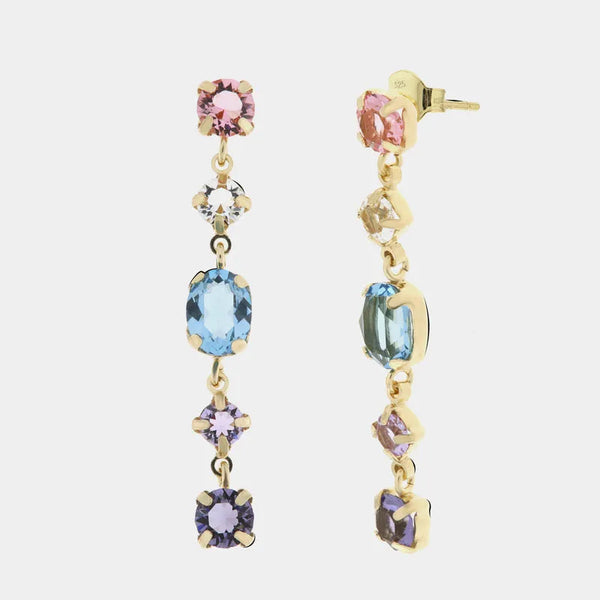 Orecchini in Argento 925 con cristalli colorati pendenti - BYSIMON gioielli