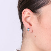 Orecchini in Argento 925 a lobo con cristalli azzurri