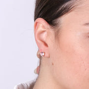 Orecchini in Argento 925 a lobo con cristalli rosa
