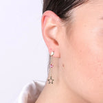Orecchini in Argento 925 con stella pendente e punto luce rosa - BYSIMON gioielli