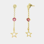 Orecchini in Argento 925 con stella pendente e punto luce rosa - BYSIMON gioielli