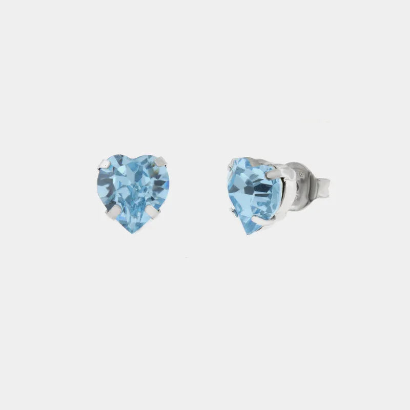 925 Silver lobe earrings with blue heart
