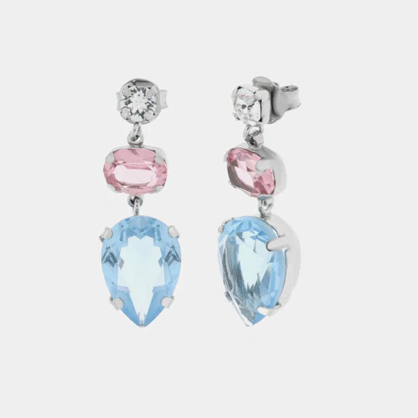Orecchini in Argento 925 con cristalli colorati pendenti - BYSIMON gioielli