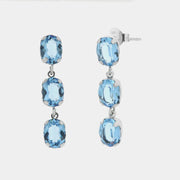 Orecchini in Argento 925 con cristalli pendenti azzurri