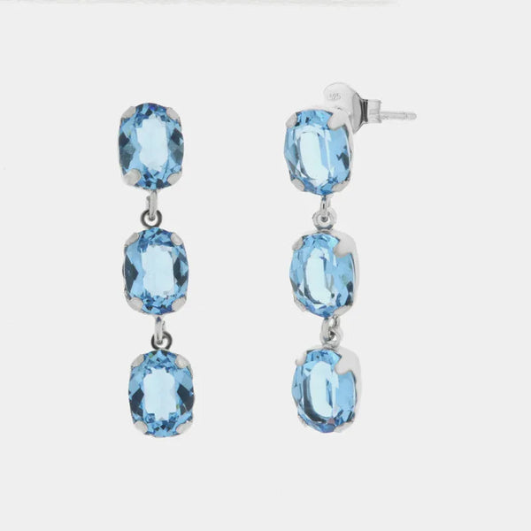 Orecchini in Argento 925 con cristalli pendenti azzurri - BYSIMON gioielli