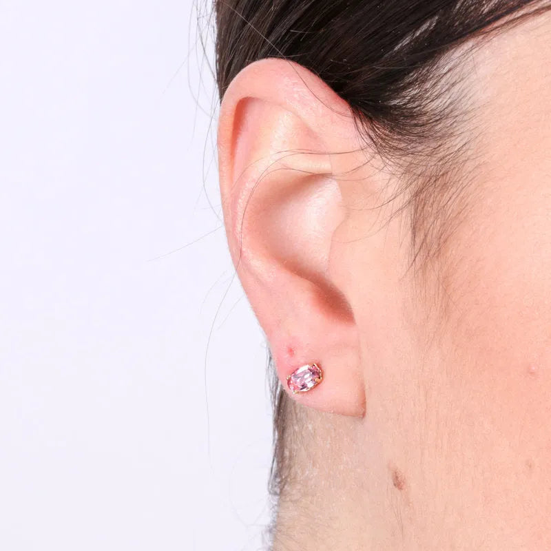 Orecchini in Argento 925 a lobo con cristalli rosa