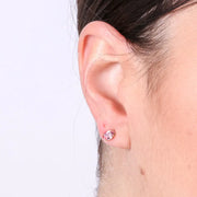 Orecchini in Argento 925 a lobo con cristalli rosa