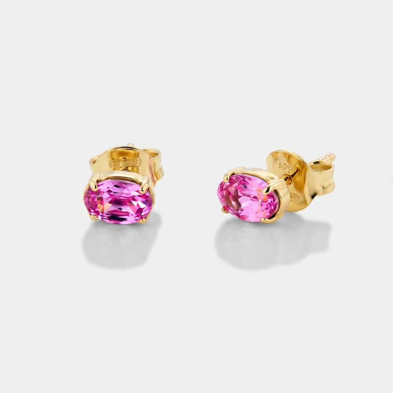 Orecchini argento 925 a lobo con cristalli rosa - BYSIMON gioielli