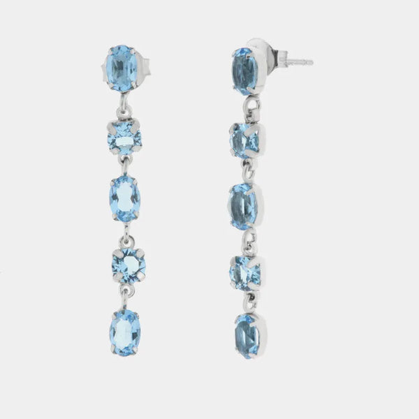 Orecchini in Argento 925 con cristalli pendenti azzurri