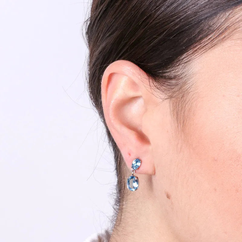 Orecchini in Argento 925 con cristalli azzurri - BYSIMON gioielli