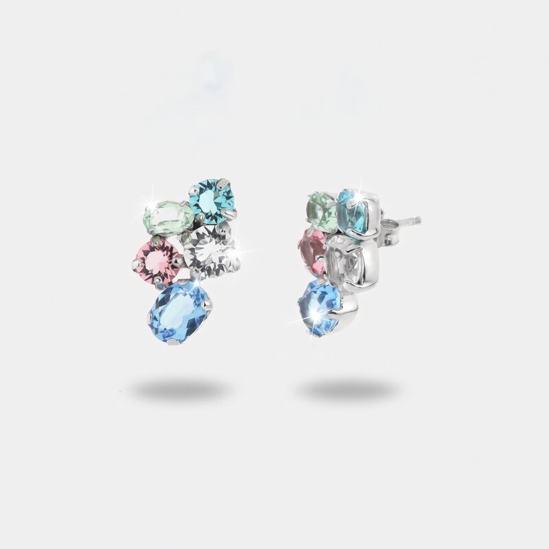 Orecchini in Argento 925 a lobo con cristalli colorati - BYSIMON gioielli