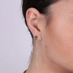 Orecchini in Argento 925 lunghi con croce nera Collezione Armonia - BYSIMON gioielli