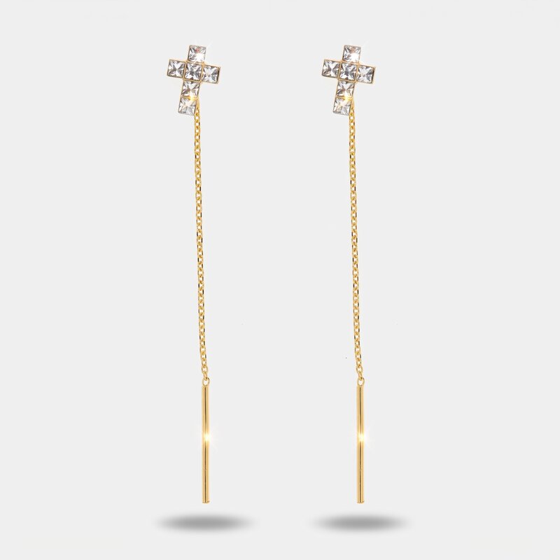 Orecchini in Argento 925 lunghi con croce Collezione Armonia - BYSIMON gioielli