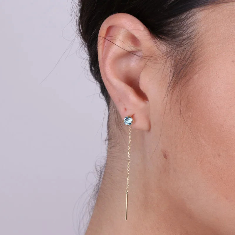 Orecchini in Argento 925 lunghi con punto luce azzurro Collezione Armonia - BYSIMON gioielli