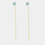 Orecchini in Argento 925 lunghi con punto luce azzurro Collezione Armonia - BYSIMON gioielli