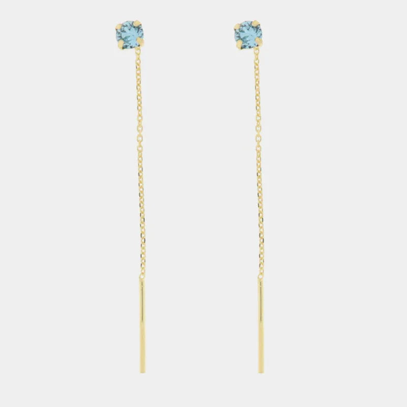Orecchini in Argento 925 lunghi con punto luce azzurro Collezione Armonia - BYSIMON gioielli