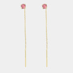 Orecchini in Argento 925 lunghi con punto luce rosa Collezione Armonia - BYSIMON gioielli