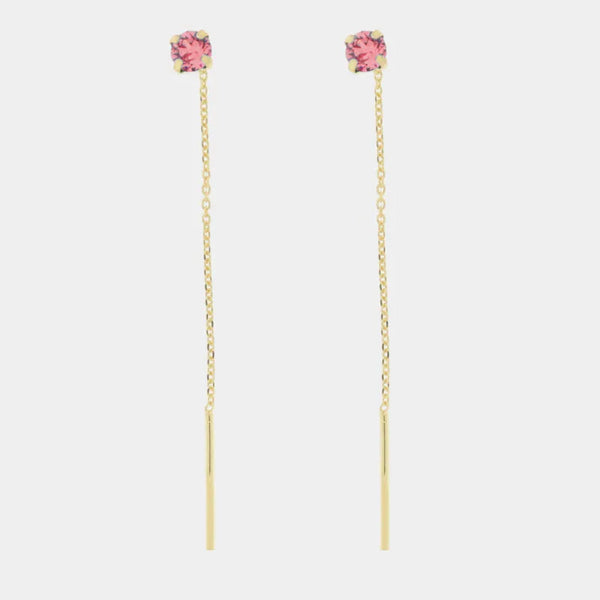 Orecchini in Argento 925 lunghi con punto luce rosa Collezione Armonia - BYSIMON gioielli
