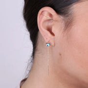 Orecchini in Argento 925 lunghi con cuore acquamarina