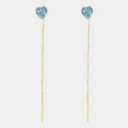 Orecchini in Argento 925 lunghi con cuore acquamarina