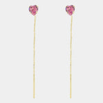 Orecchini in Argento 925 lunghi con cuore rosa Collezione Armonia - BYSIMON gioielli