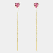 Orecchini in Argento 925 lunghi con cuore rosa