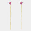 Orecchini in Argento 925 lunghi con cuore rosa