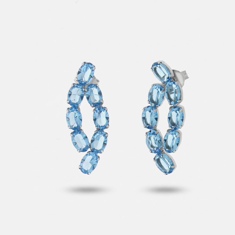 Orecchini in Argento 925 con cristalli azzurri - BYSIMON gioielli