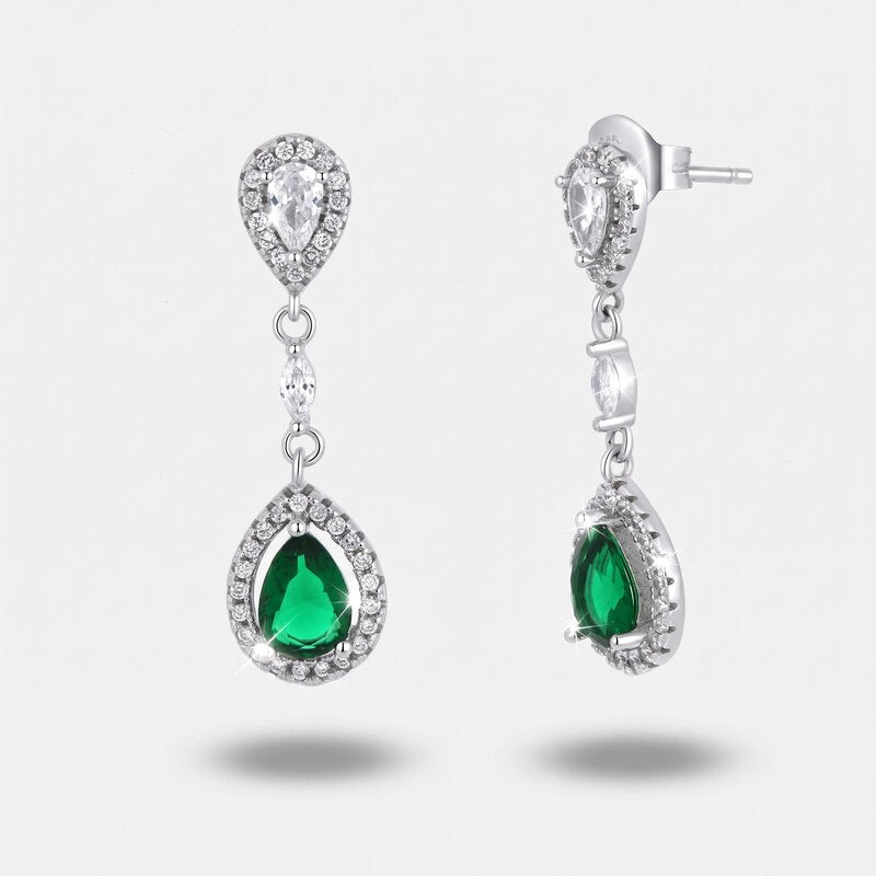 Orecchini in Argento 925 con goccia verde Collezione Barcellona - BYSIMON gioielli