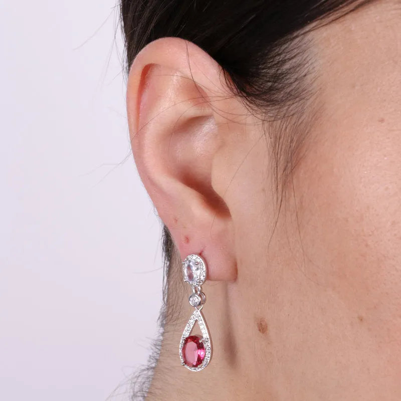 Orecchini in Argento 925 con goccia fucsia Collezione Barcellona - BYSIMON gioielli