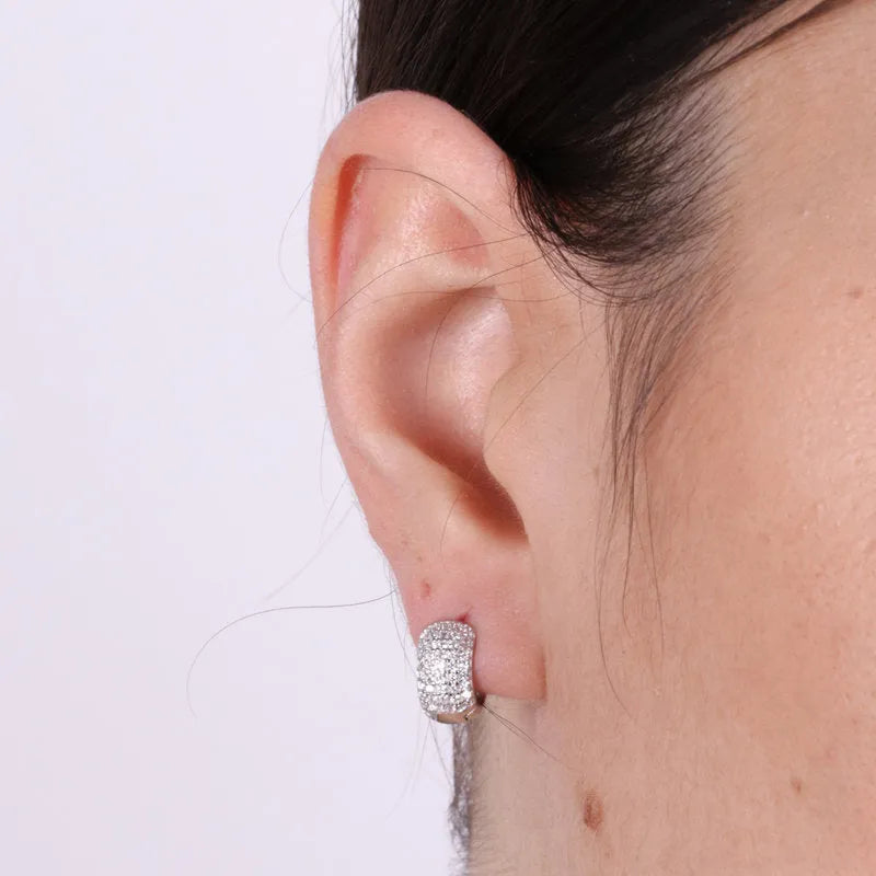 Orecchini in Argento 925 cerchietto pave di zirconi bianchi Collezione Barcellona - BYSIMON gioielli
