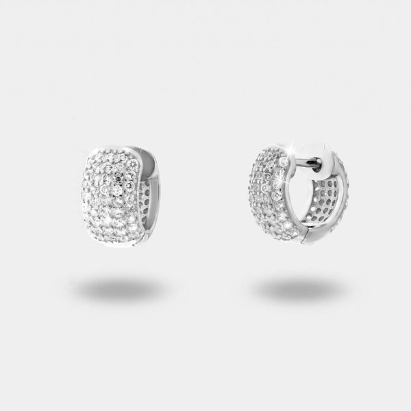 Orecchini in Argento 925 cerchietto pave di zirconi bianchi Collezione Barcellona - BYSIMON gioielli