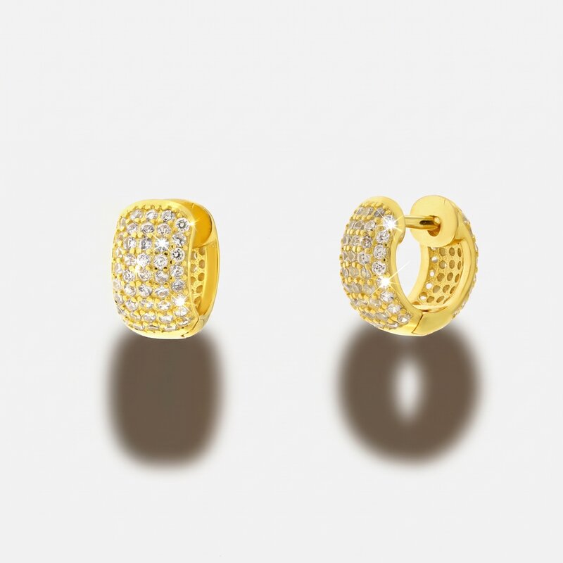 Orecchini in Argento 925 cerchietto pave di zirconi bianchi Collezione Barcellona - BYSIMON gioielli