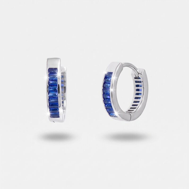 Orecchini in Argento 925 a baguette con zirconi blu Collezione Barcellona - BYSIMON gioielli