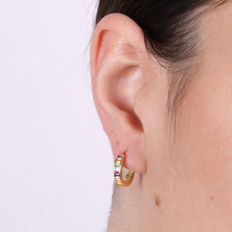 Orecchini in Argento 925 a baguette con zirconi multicolor Collezione Barcellona - BYSIMON gioielli