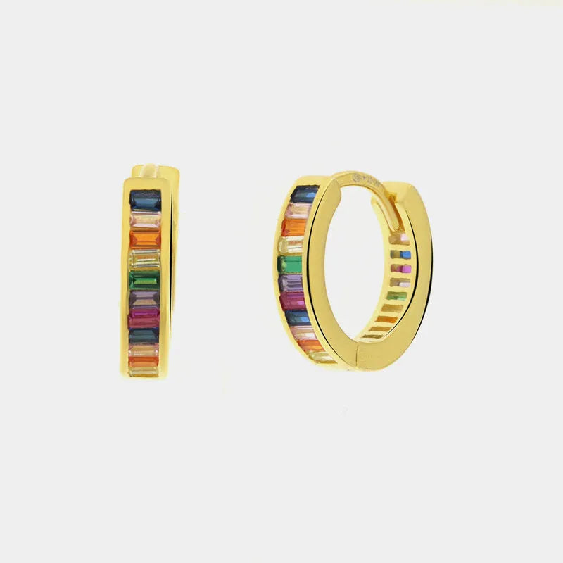 Orecchini in Argento 925 a baguette con zirconi multicolor Collezione Barcellona - BYSIMON gioielli