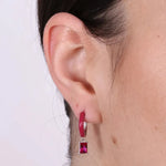 Orecchini in Argento 925 a cerchio con zirconi fucsia