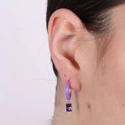 Orecchini in Argento 925 a cerchio con zirconi viola