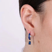 Orecchini in Argento 925 a cerchio con zirconi blu