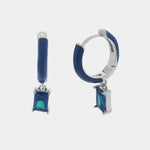 Orecchini in Argento 925 a cerchio con zirconi blu