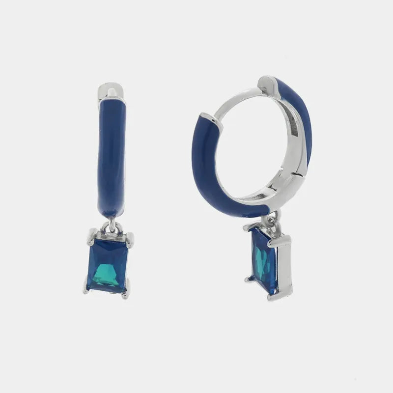 Orecchini in Argento 925 a cerchio con zirconi blu