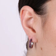 Orecchini in Argento 925  a cerchio con zirconi fucsia
