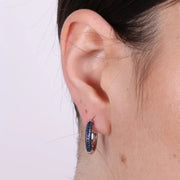 Orecchini in Argento 925  a cerchio con zirconi blu