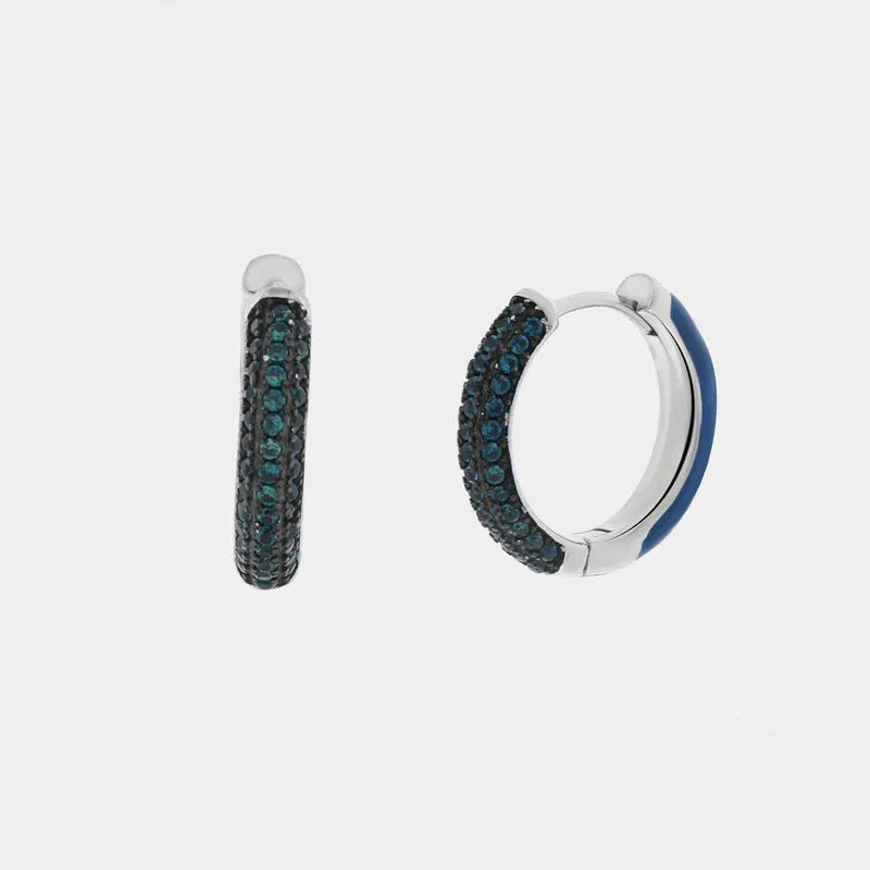 Orecchini in Argento 925  a cerchio con zirconi blu